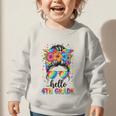 Hello 4th Grade Messy Bun Girls Back To School First Day Graphic Toddler Sweatshirt Hello 4th Grade Messy Bun Girls Back To School First Day Graphic Toddler Sweatshirt