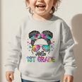 Messy Hair Bun Girl Back To School First Day Hello 1st Grade Graphic Toddler Sweatshirt Messy Hair Bun Girl Back To School First Day Hello 1st Grade Graphic Toddler Sweatshirt