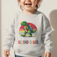 Roaring Into Second Grade T-Rex Back To School 2nd Grade Premium Tri-Blend Graphic Toddler Sweatshirt