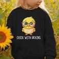 Back To School Chick With Brains Smart Intelligent Girls Graphic Toddler Sweatshirt