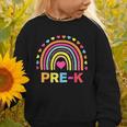 Back To School Shirt Rainbow Happy First Day Of Pre-K Graphic Toddler Sweatshirt