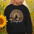 Back To School Wild About Kindergarten Leopard Rainbow Graphic Toddler Sweatshirt