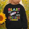 Blast Off Into First Grade Back To School Kids Rocket Space Graphic Toddler Sweatshirt