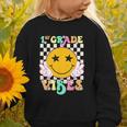 Girls 1st Grade Vibes Smile Face Back To School 1st Grade Graphic Toddler Sweatshirt Girls 1st Grade Vibes Smile Face Back To School 1st Grade Graphic Toddler Sweatshirt