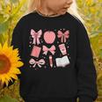 Happy Back To School 1st Day Toddler Girl Boho Coquette Bows Graphic Toddler Sweatshirt Happy Back To School 1st Day Toddler Girl Boho Coquette Bows Graphic Toddler Sweatshirt