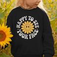 Happy Face Daisy Flower Retro Back To School Cute Graphic Graphic Toddler Sweatshirt
