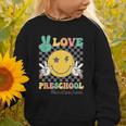 Peace Love Preschool Smile Face Back To School PRESCHOOL Graphic Toddler Sweatshirt
