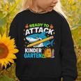 Ready To Attack Kindergarten Shark Back To School Kids Graphic Toddler Sweatshirt Ready To Attack Kindergarten Shark Back To School Kids Graphic Toddler Sweatshirt