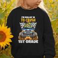 Rollin Crush Dinosaur Monster Truck Back To School 1st Grade Graphic Toddler Sweatshirt