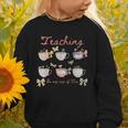 Teaching Is My Cup Of Tea Coquette Bow Floral Back To School Graphic Toddler Sweatshirt