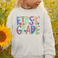 First Grade Back To School Happy First Day Of School Graphic Toddler Sweatshirt First Grade Back To School Happy First Day Of School Graphic Toddler Sweatshirt