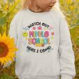 Groovy Watch Out Middle School Here I Come Back To School Graphic Toddler Sweatshirt