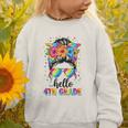 Hello 4th Grade Messy Bun Girls Back To School First Day Graphic Toddler Sweatshirt Hello 4th Grade Messy Bun Girls Back To School First Day Graphic Toddler Sweatshirt