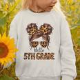 Hello 5th Grade Messy Hair Bun Girl Back To School First Day Graphic Toddler Sweatshirt Hello 5th Grade Messy Hair Bun Girl Back To School First Day Graphic Toddler Sweatshirt