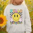 Hello Kindergarten Smile Face Back To School Girl Kid Graphic Toddler Sweatshirt