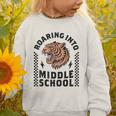Roaring Into Middle School Tiger Back To School Boy Girl Kid Graphic Toddler Sweatshirt