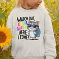 Watch Out Kindergarten Here I Come Cute Cat Back To School Graphic Toddler Sweatshirt Watch Out Kindergarten Here I Come Cute Cat Back To School Graphic Toddler Sweatshirt