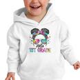 Messy Hair Bun Girl Back To School First Day Hello 1st Grade Graphic Toddler Hoodie Messy Hair Bun Girl Back To School First Day Hello 1st Grade Graphic Toddler Hoodie