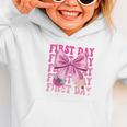 First Day Of School Girls Coquette Bow Back To School Performance Graphic Toddler Hoodie First Day Of School Girls Coquette Bow Back To School Performance Graphic Toddler Hoodie
