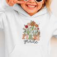 Groovy First Grade Wildflowers Back To School 1st Grade Graphic Toddler Hoodie Groovy First Grade Wildflowers Back To School 1st Grade Graphic Toddler Hoodie
