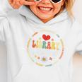 Groovy Librarian School Library Assistant Day Back To School Graphic Toddler Hoodie Groovy Librarian School Library Assistant Day Back To School Graphic Toddler Hoodie