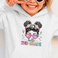 Hello 2nd Grade Messy Bun Girl Back To School First Day Graphic Toddler Hoodie Hello 2nd Grade Messy Bun Girl Back To School First Day Graphic Toddler Hoodie