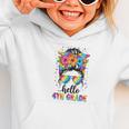 Hello 4th Grade Messy Bun Girls Back To School First Day Graphic Toddler Hoodie Hello 4th Grade Messy Bun Girls Back To School First Day Graphic Toddler Hoodie