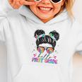 Hello First Grade Shirt Messy Bun Tie Dye Back To School Graphic Toddler Hoodie Hello First Grade Shirt Messy Bun Tie Dye Back To School Graphic Toddler Hoodie