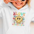 Peace Love Kindergarten Smile Face Back To School Girls Kids Graphic Toddler Hoodie Peace Love Kindergarten Smile Face Back To School Girls Kids Graphic Toddler Hoodie