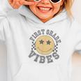 Retro First Grade Vibes Smile Face Back To School 1st Grade Graphic Toddler Hoodie Retro First Grade Vibes Smile Face Back To School 1st Grade Graphic Toddler Hoodie