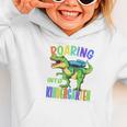 Roaring Into Kindergarten DinosaurRex Back To School Boys Performance Graphic Toddler Hoodie Roaring Into Kindergarten DinosaurRex Back To School Boys Performance Graphic Toddler Hoodie