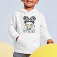 Hello 1st Grade Messy Bun Girl Back To School First Day Graphic Toddler Hoodie