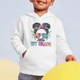 Messy Hair Bun Girl Back To School First Day Hello 1st Grade Graphic Toddler Hoodie Messy Hair Bun Girl Back To School First Day Hello 1st Grade Graphic Toddler Hoodie