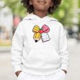 Pencil Coquette Bow Happy First Day Of School Back To School Graphic Toddler Hoodie Pencil Coquette Bow Happy First Day Of School Back To School Graphic Toddler Hoodie