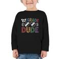 1st Grade Dude Sunglasses First Day Of Back To School Boys Graphic Toddler Long Sleeve Tee