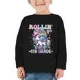 4th Grade Back To School First Day Girls Rollin Unicorn Graphic Toddler Long Sleeve Tee 4th Grade Back To School First Day Girls Rollin Unicorn Graphic Toddler Long Sleeve Tee