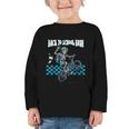 Back To School Bruh Boy Skeleton Riding On a BMX Bike Graphic Toddler Long Sleeve Tee