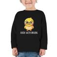 Back To School Chick With Brains Smart Intelligent Girls Graphic Toddler Long Sleeve Tee Back To School Chick With Brains Smart Intelligent Girls Graphic Toddler Long Sleeve Tee