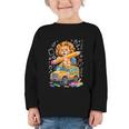 Back To School Lion School Bus 100 Days Of School Graphic Toddler Long Sleeve Tee