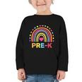 Back To School Shirt Rainbow Happy First Day Of Pre-K Graphic Toddler Long Sleeve Tee Back To School Shirt Rainbow Happy First Day Of Pre-K Graphic Toddler Long Sleeve Tee