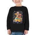 Back To School Sloth School Bus 100 Days Of School Graphic Toddler Long Sleeve Tee