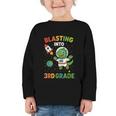 Blasting Into 3rd Grade Dinosaur Astronaut Back To School Graphic Toddler Long Sleeve Tee Blasting Into 3rd Grade Dinosaur Astronaut Back To School Graphic Toddler Long Sleeve Tee