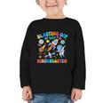 Blasting Off Into Kindergarten Back To School Boys Kid Graphic Toddler Long Sleeve Tee Blasting Off Into Kindergarten Back To School Boys Kid Graphic Toddler Long Sleeve Tee