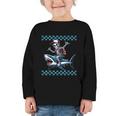 Boys Skeleton Riding a Shark Back To School Graphic Toddler Long Sleeve Tee