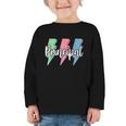 Checkered Principal Lightning Bolt Back To School Graphic Toddler Long Sleeve Tee