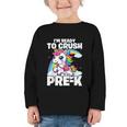 Crush Pre-K Girls Back To School Unicorn First Day Preschool Graphic Toddler Long Sleeve Tee