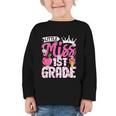 Cute Back To School 1st Grade Girls Kids First Day Of School Graphic Toddler Long Sleeve Tee