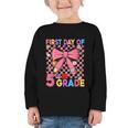 First Day Of 5th Grade Coquette Back To School Girls Kids Graphic Toddler Long Sleeve Tee