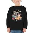 First Day Already Sloth Alarm Clock Back To School Graphic Toddler Long Sleeve Tee First Day Already Sloth Alarm Clock Back To School Graphic Toddler Long Sleeve Tee