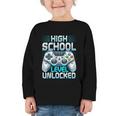 First Day Of High School Level Unlocked Back To School Gamer Graphic Toddler Long Sleeve Tee First Day Of High School Level Unlocked Back To School Gamer Graphic Toddler Long Sleeve Tee